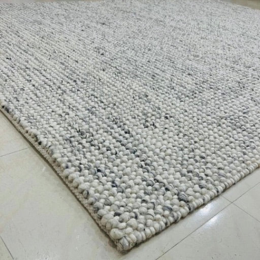 Pebbles Ice Ivory white Grey colour Hand-Woven wool Rug