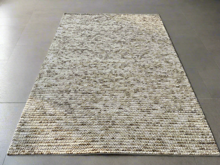 Pebbles Beige Stone River Hand Woven Wool Rug