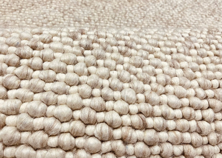 Pebbles Cherry Linen Beige Hand-Woven wool Rug