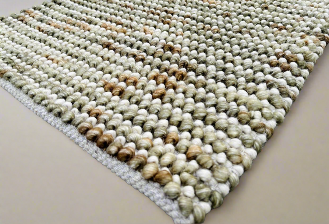 Pebbles Cherry Olive Multi Colour Hand-Woven Wool Rug