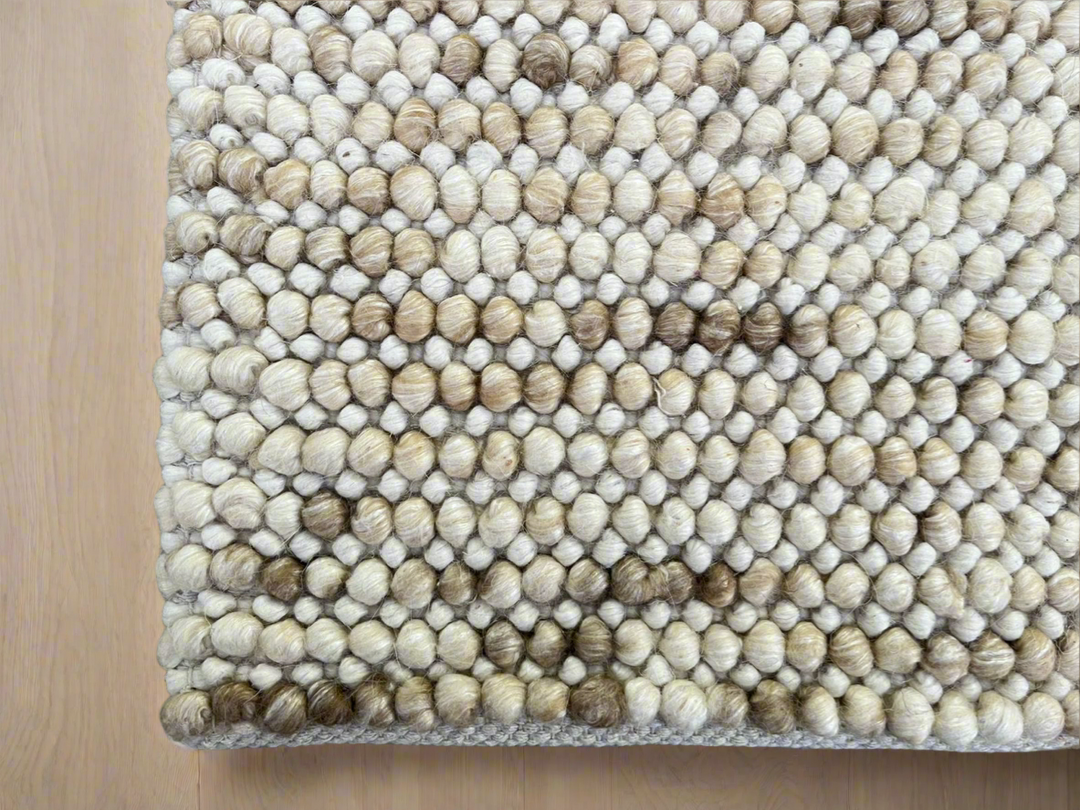 Pebbles Beige Stone River Hand Woven Wool Rug