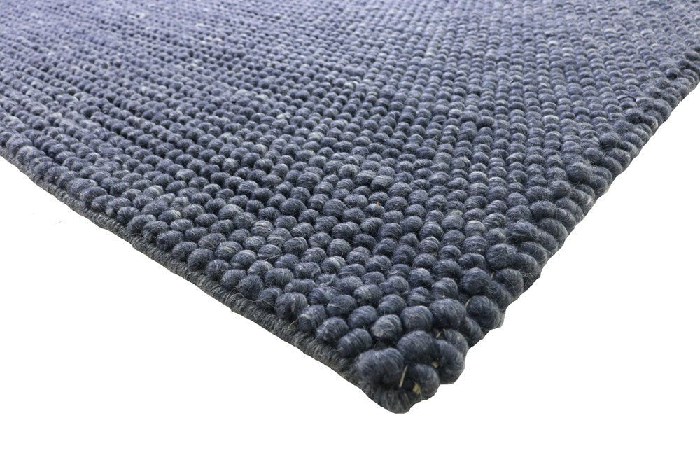 Pebbles Pure Navy Wool Hand Woven Rug