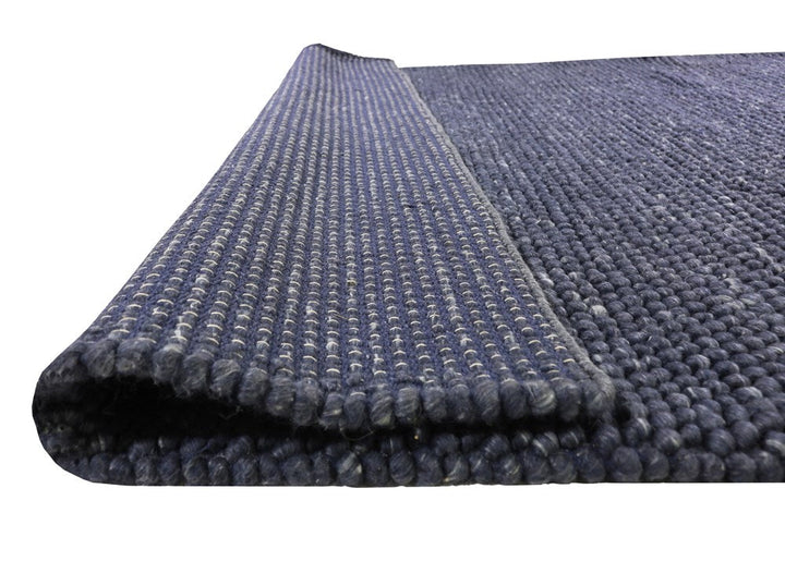 Pebbles Pure Navy Wool Hand Woven Rug