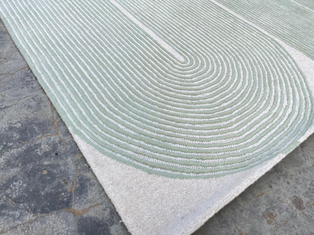 Viper Modern Rug 100% Wool Soft Fern Green Hand Tufted Rug