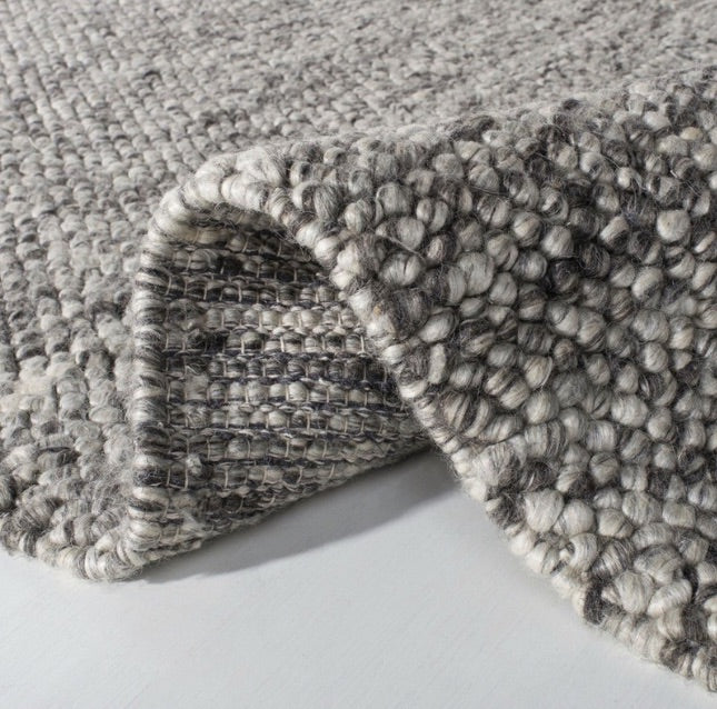 Pebbles Pure Dark Grey Wool Hand Woven Rug