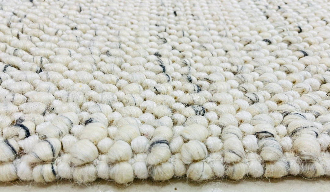 Pebbles Ice Ivory white Grey colour Hand-Woven wool Rug