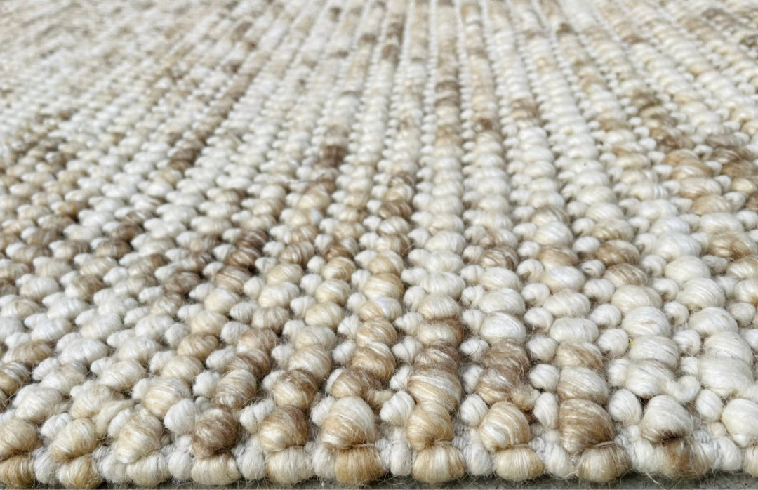 Pebbles Beige Stone River Hand Woven Wool Rug