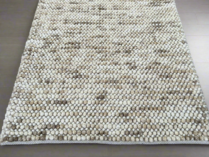 Pebbles Beige Stone River Hand Woven Wool Rug