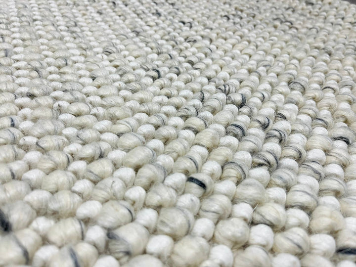 Pebbles Ice Ivory white Grey colour Hand-Woven wool Rug