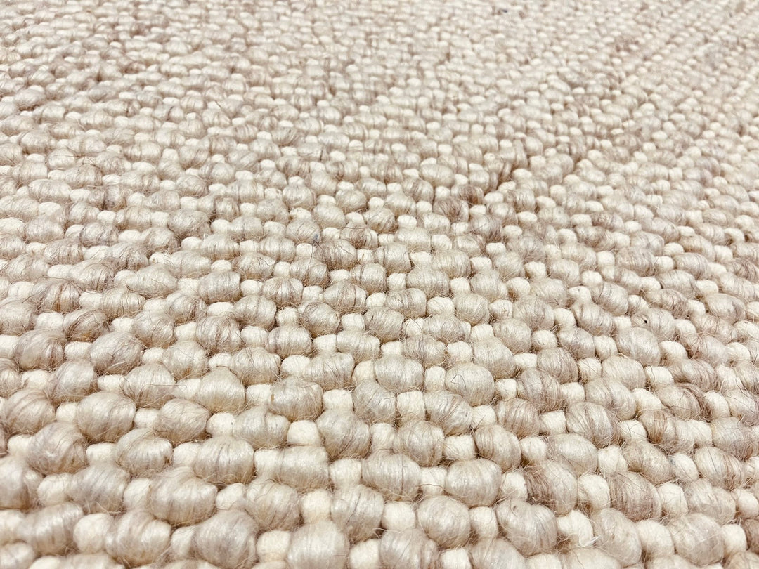 Pebbles Cherry Linen Beige Hand-Woven wool Rug