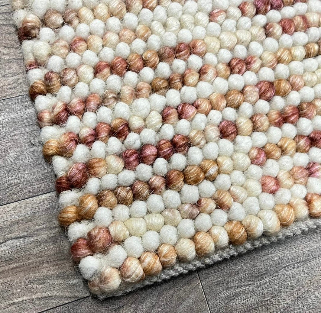 Pebbles Blush Hand Woven Wool Rug