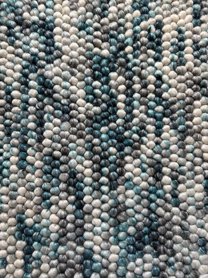 Pebbles Zangali – Blue, Ivory & Gray Tones Hand Woven Wool Rug