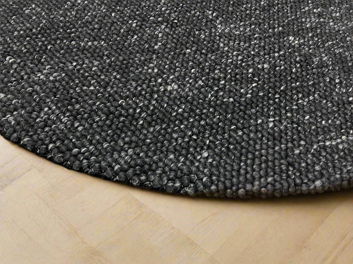 Pebbles Black Wool Hand Woven Rug