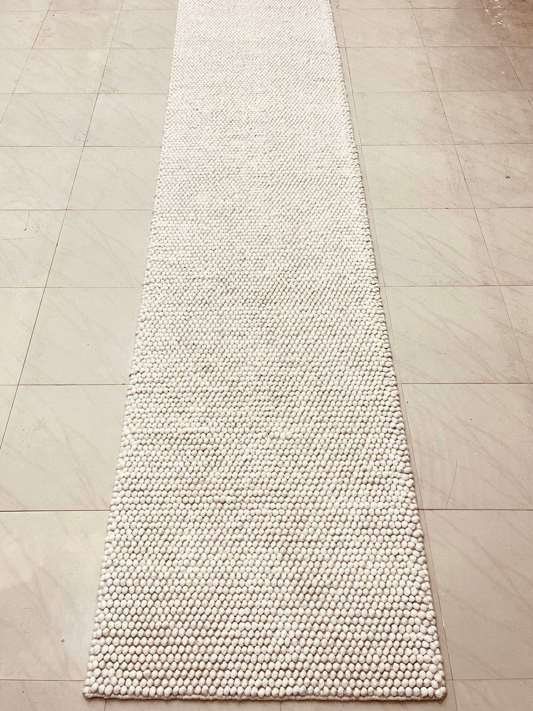 Pebbles White Hand Woven Wool and Cotton Blend Rug