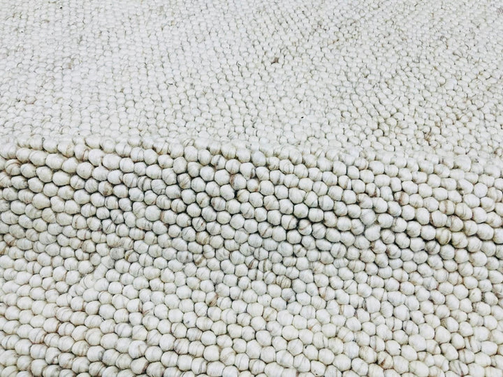 Pebbles Chalk Hand Woven Wool and Cotton Blend Rug