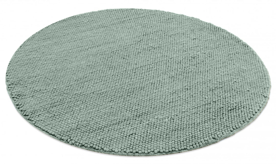 Pebbles Green Wool Hand Woven Rug