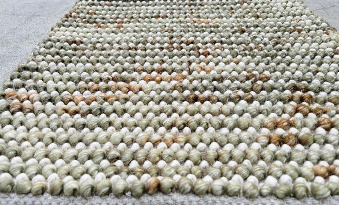 Pebbles Cherry Olive Multi Colour Hand-Woven Wool Rug