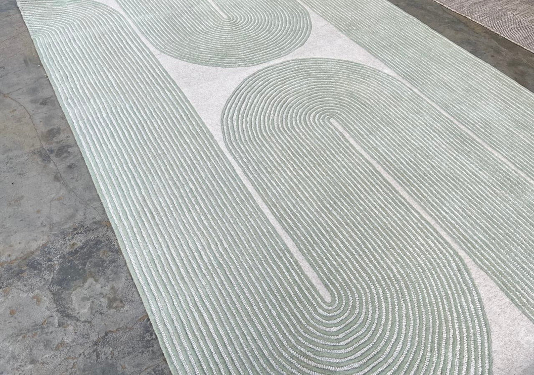 Viper Modern Rug 100% Wool Soft Fern Green Hand Tufted Rug