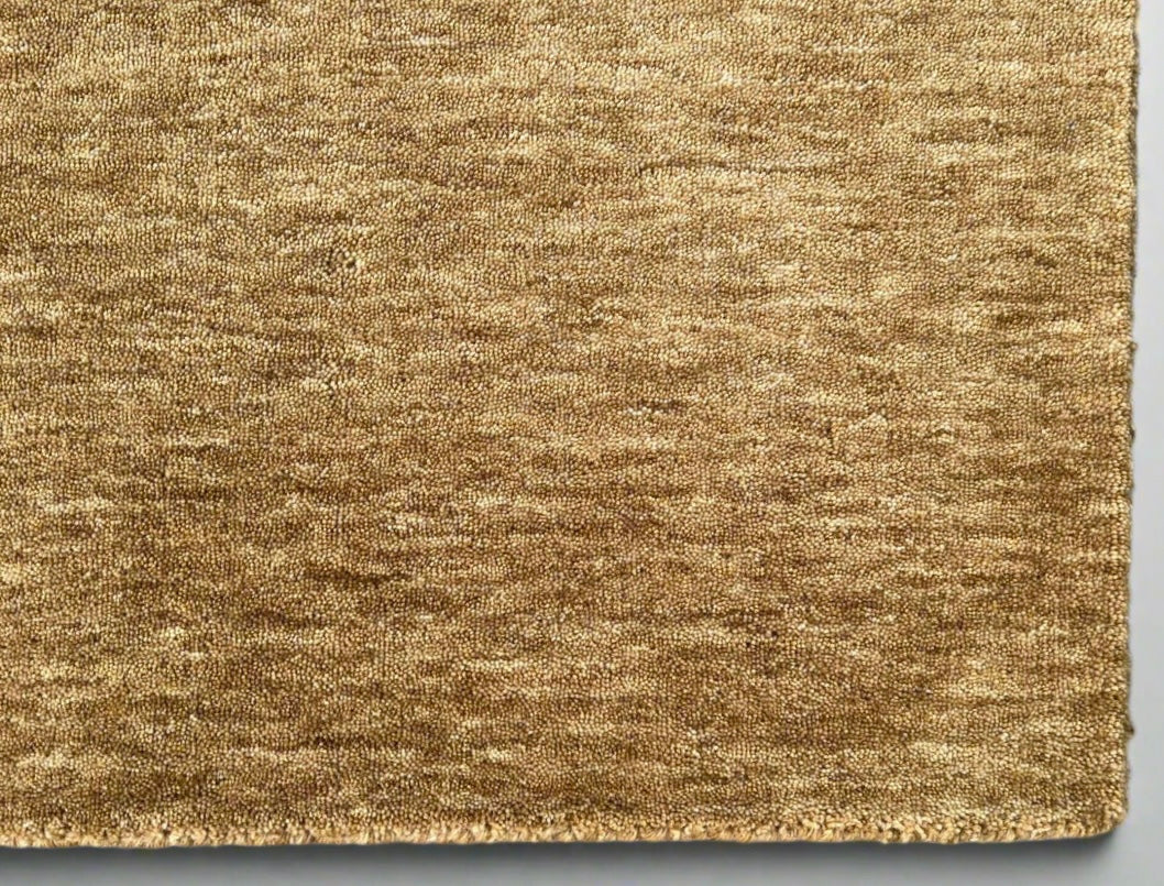 Dazzle Burnished Gold Color Handloom Knotted Rug 100% Pure Wool