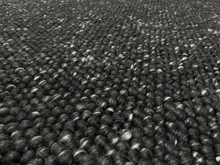 Pebbles Black Wool Hand Woven Rug