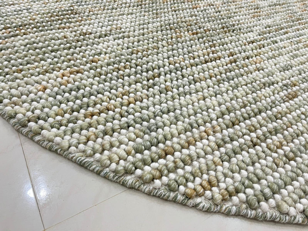 Pebbles Cherry Olive Multi Colour Hand-Woven Wool Rug