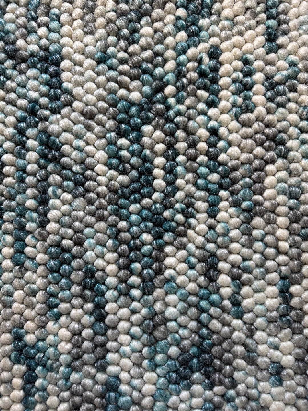 Pebbles Zangali – Blue, Ivory & Gray Tones Hand Woven Wool Rug