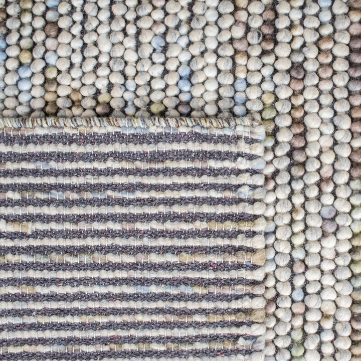 Pebbles Hand Woven Wool Ivory Multi color Rug