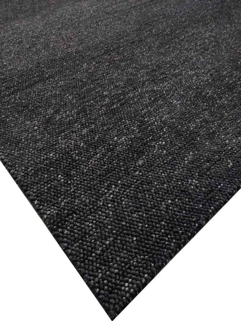 Pebbles Black Wool Hand Woven Rug