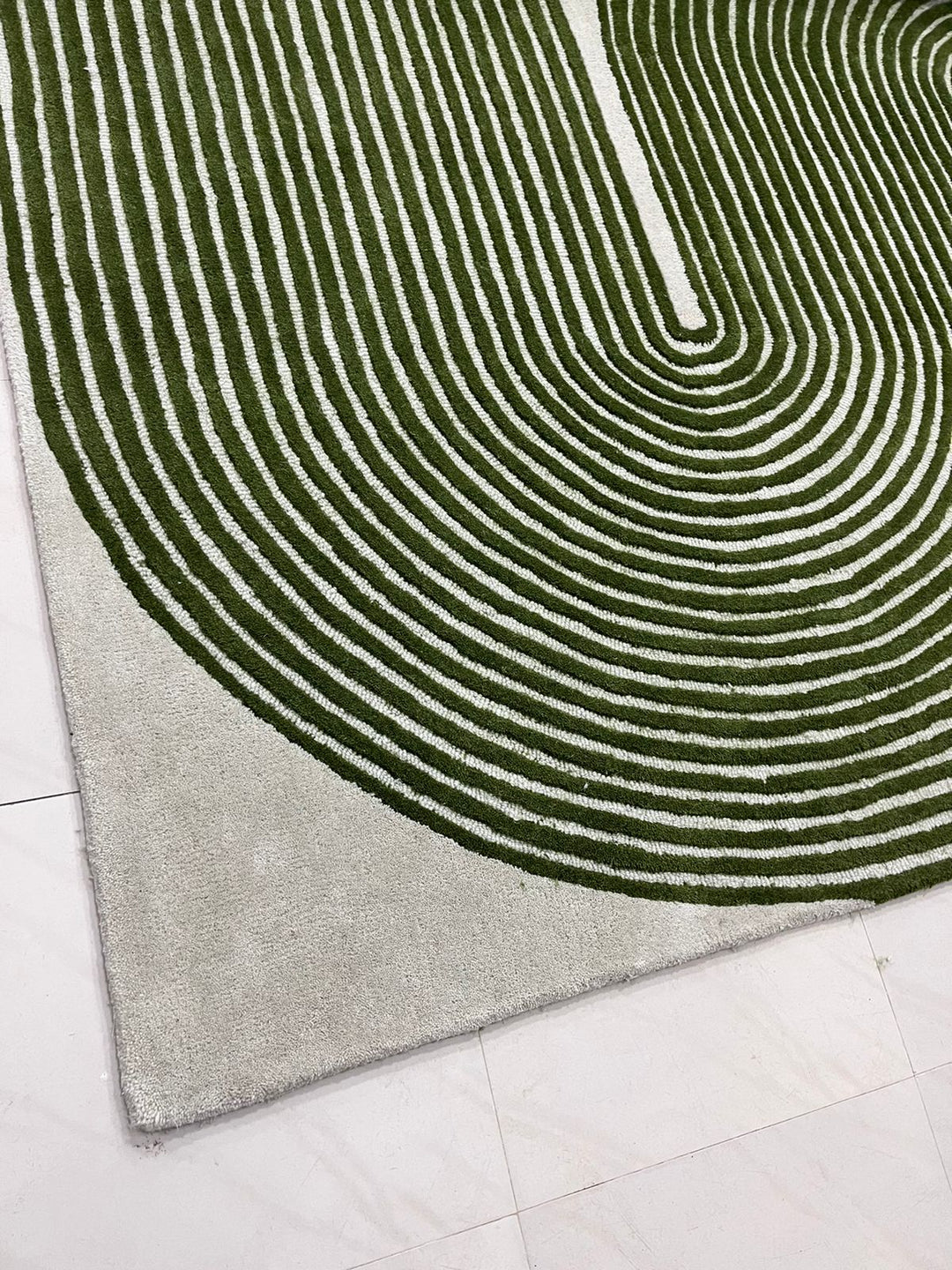 Viper Modern Rug 100% Wool Green Hand Tufted Rug