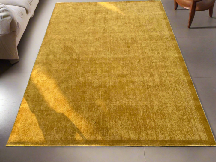 Crimson Bloom Golden Yellow 100% New Zealand wool Rug