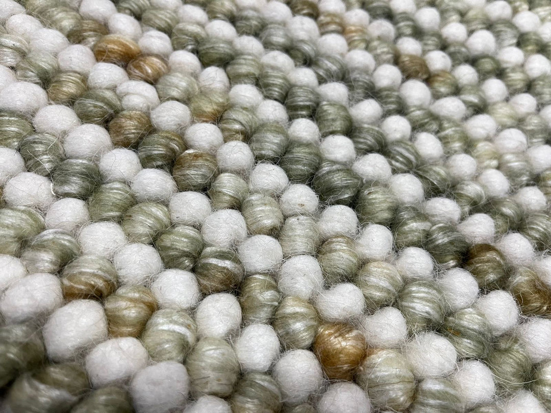 Pebbles Olive Multi Colour Hand-Woven Handmade wool Rug