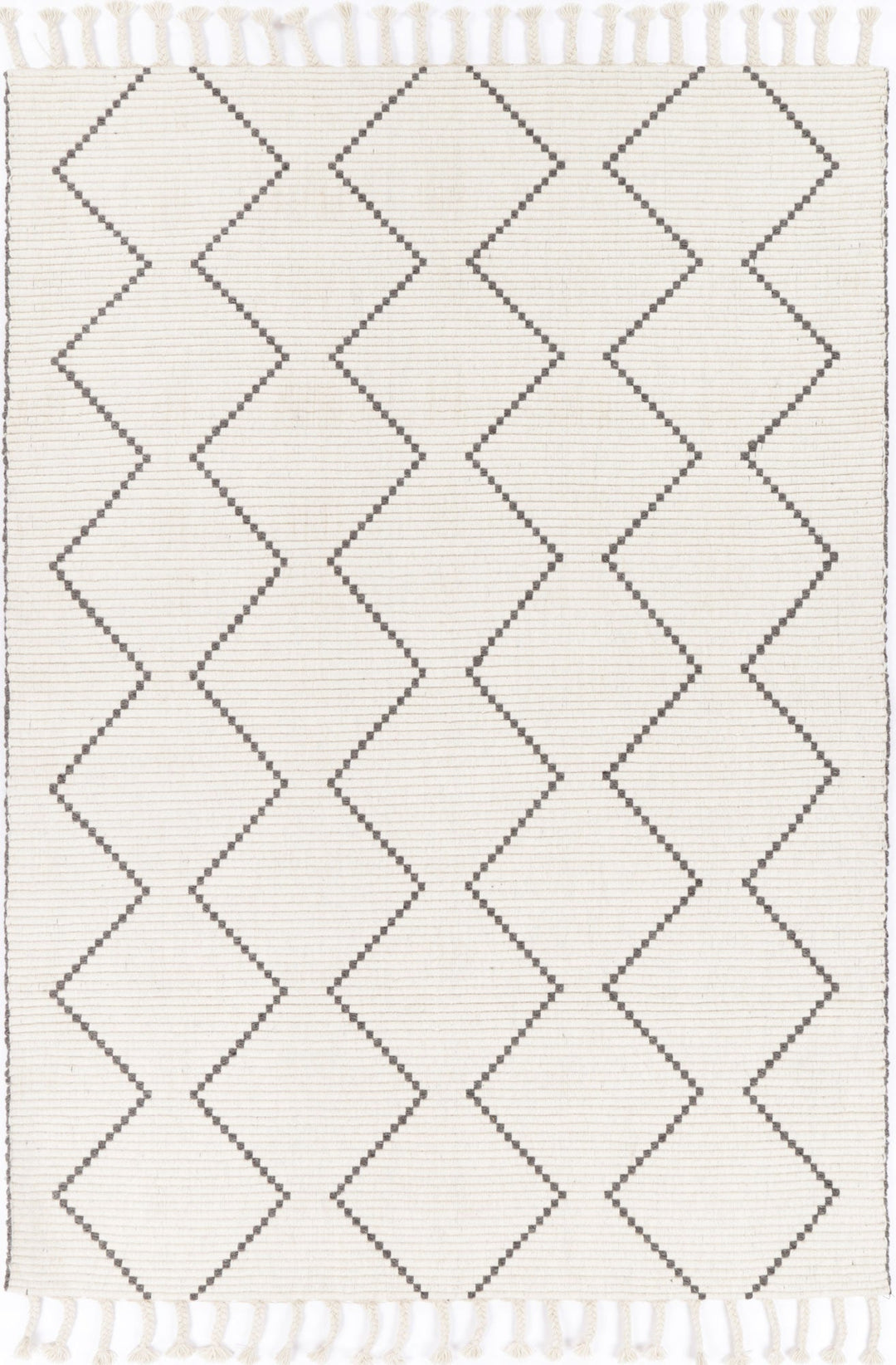 Goa Zig-Zag Wool Blend Cream Rug