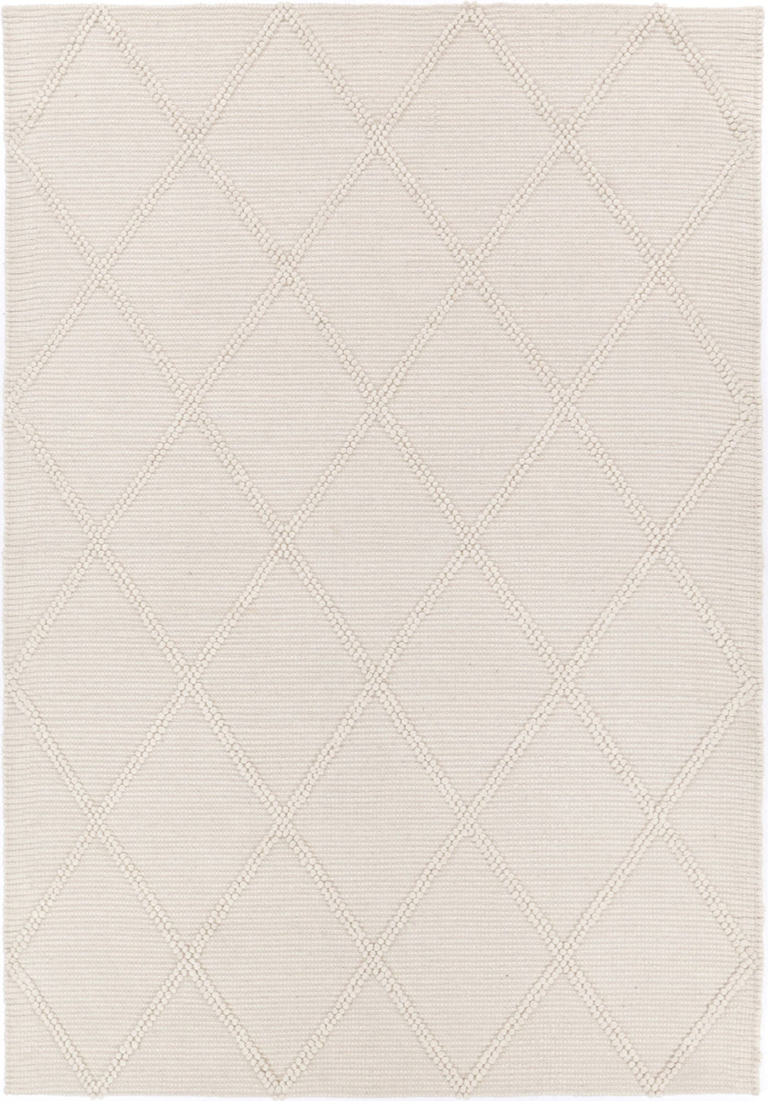 Goa Lattice Wool Blend Cream Rug (No Tassel)