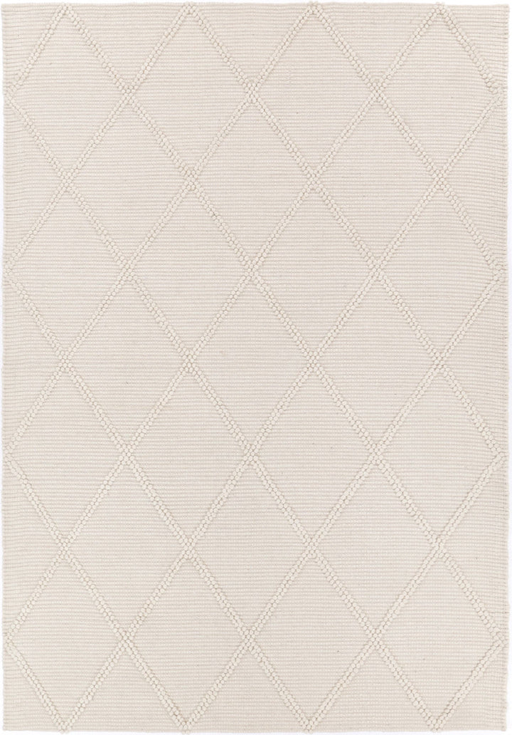 Goa Lattice Wool Blend Cream Rug (No Tassel)