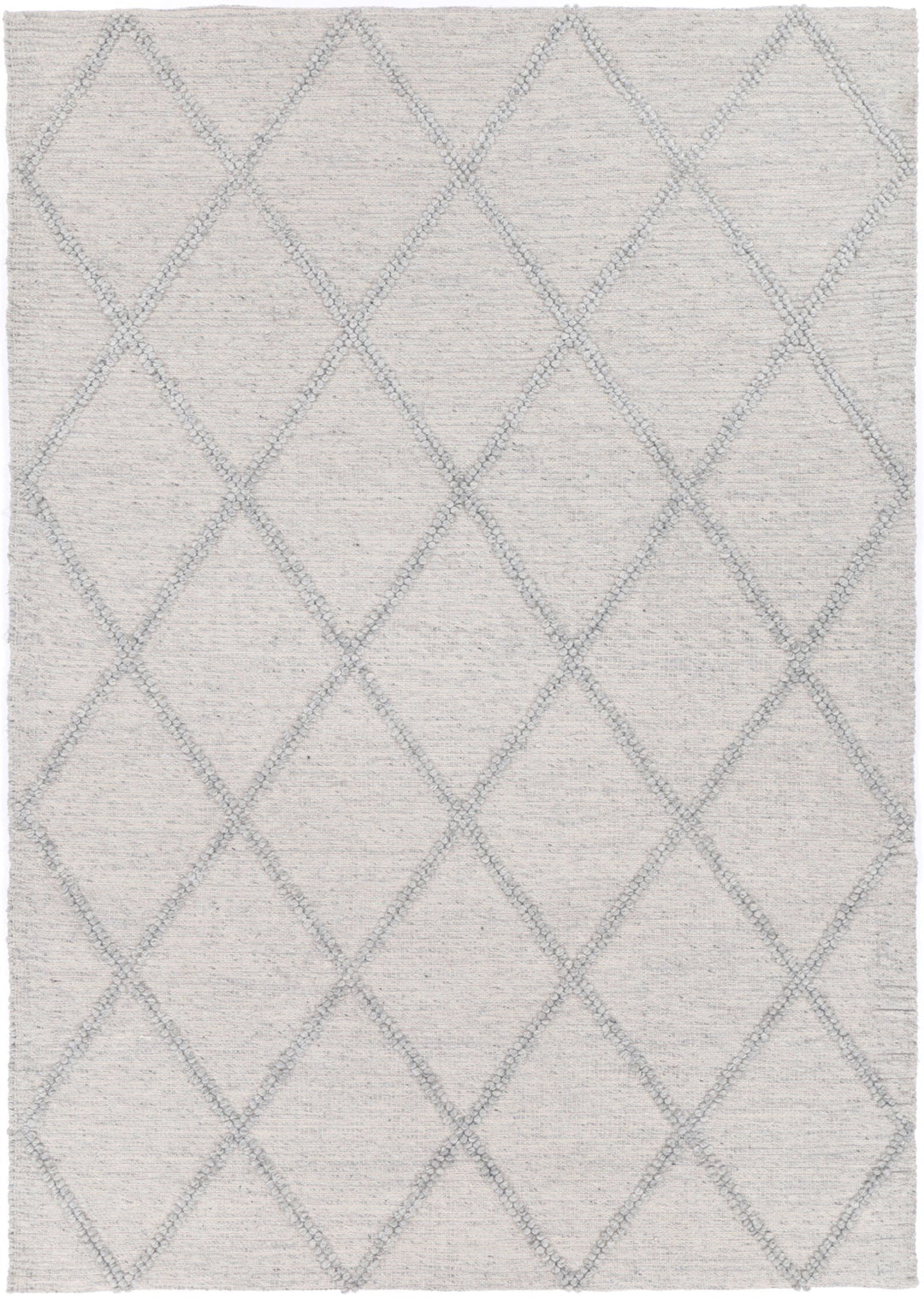 Goa Lattice Wool Blend Grey Rug (No Tassel)