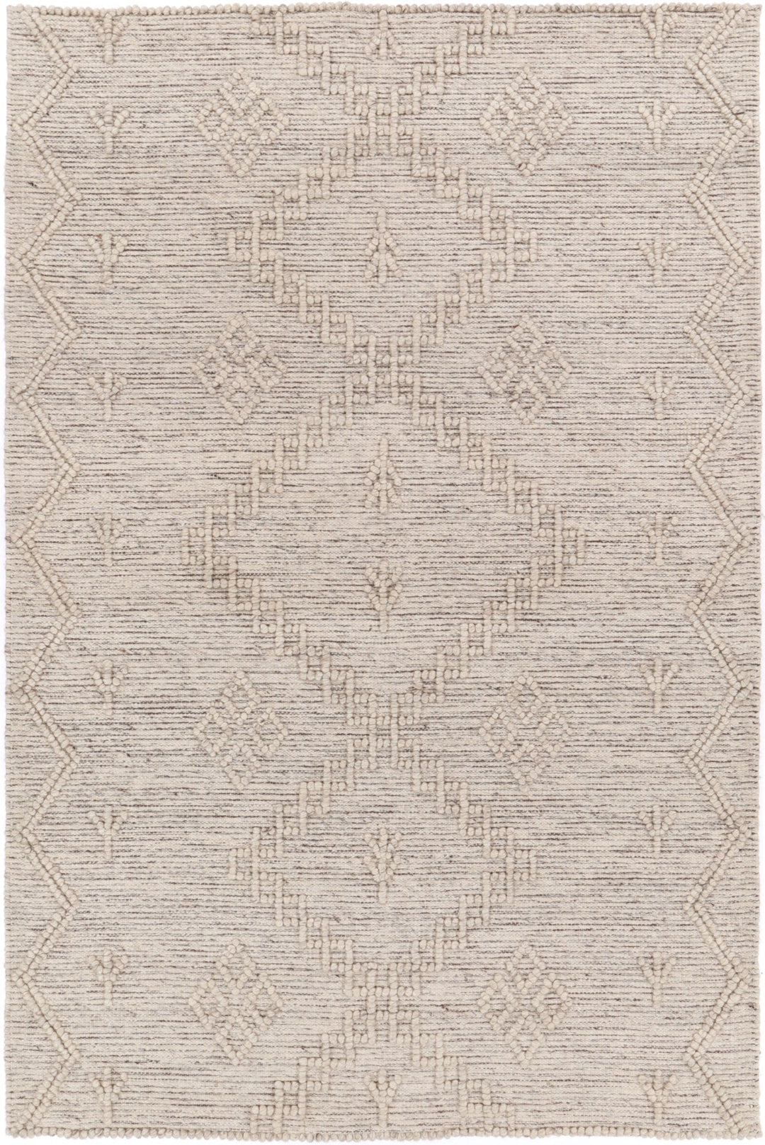 Goa Aztec Wool Blend Ash Rug (No Tassel)