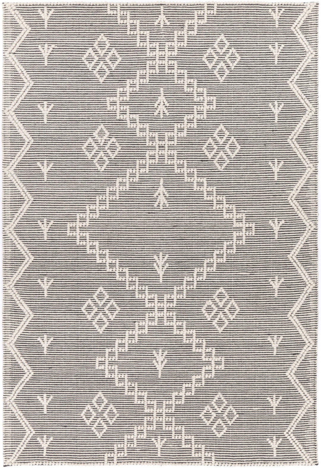 Goa Aztec Wool Blend Cream Rug (No Tassel)