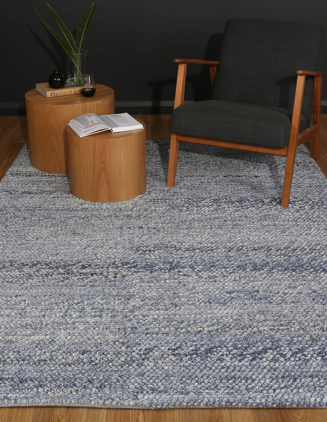 Harlow Loopy Blue Wool Blend Rug