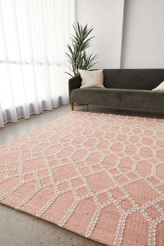 Krisha Tribal Trellis Rug Nude Soft Pink