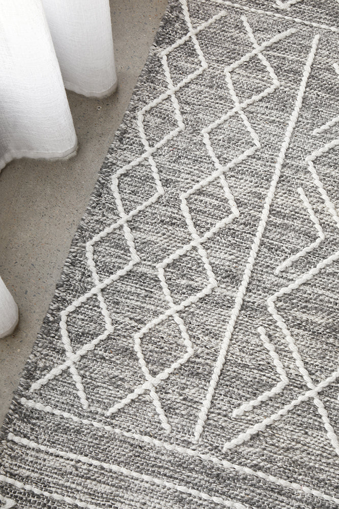 Arya Stitch Woven Rug Silver Grey