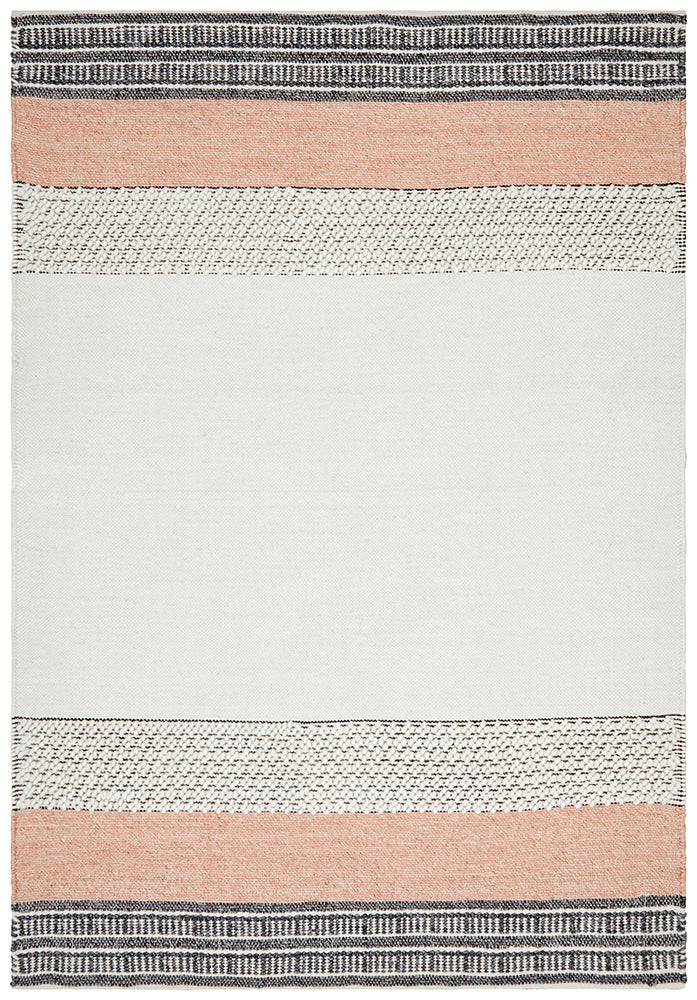 Esha Textured Woven Rug White Peach