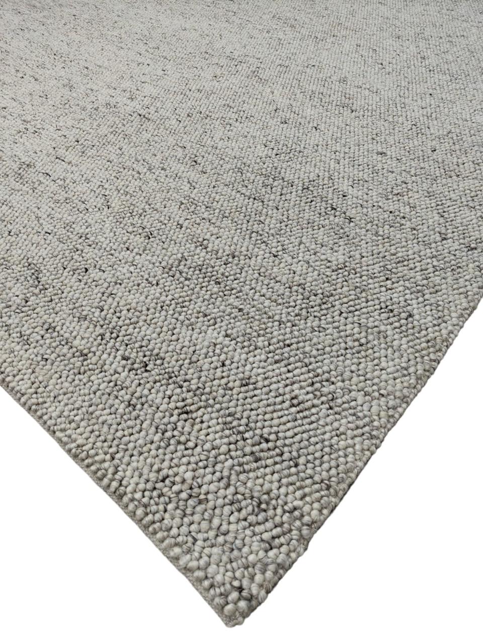 Pebbles Pure Oyster Wool Hand Woven Rug