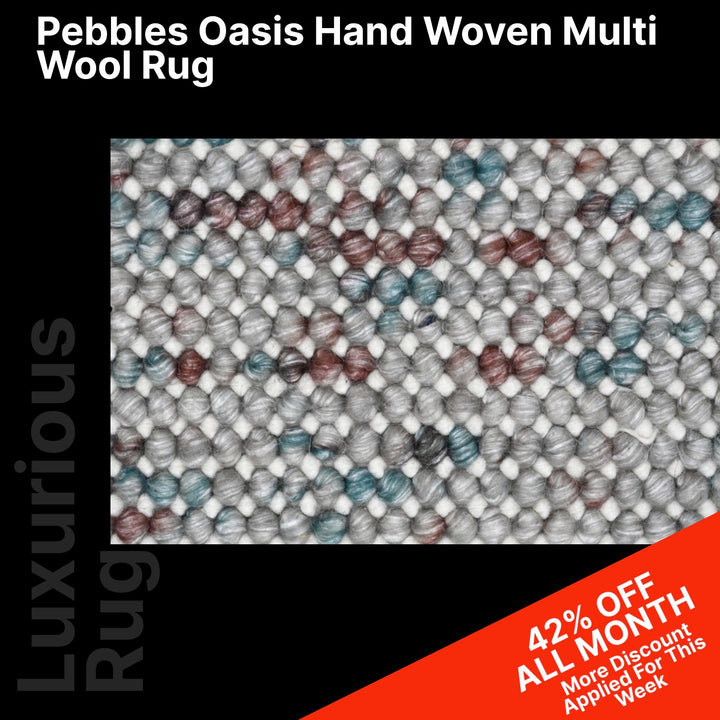 Pebbles Oasis Hand-Woven wool Multi colour Rug