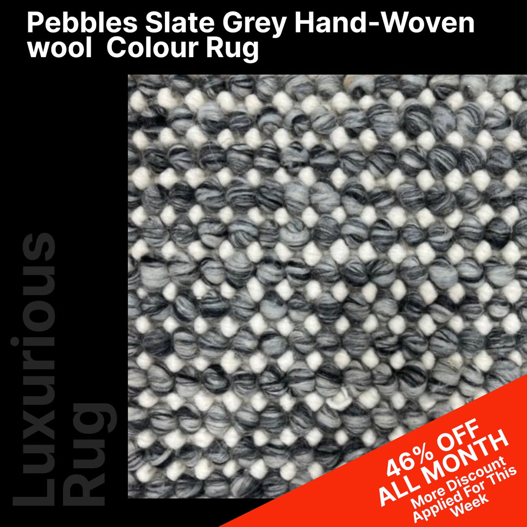 Pebbles Slate Grey Hand-Woven wool  Colour Rug