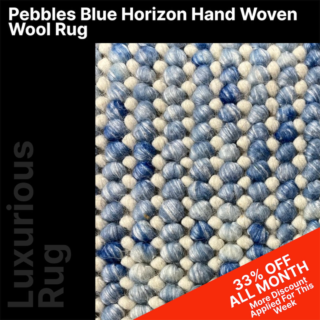 Pebbles Blue Horizon Hand Woven Wool Rug