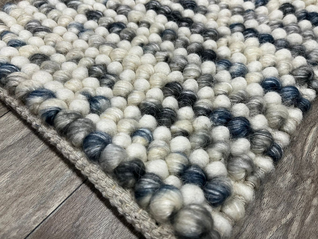 Pebbles Cherry Ocean Stone Weave Multi Colour Hand Woven Wool Rug