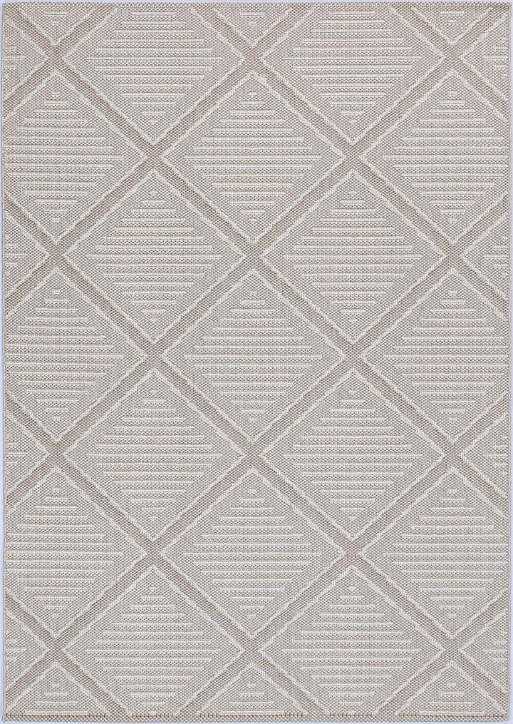 Vanuatu Kenilorea Beige Geometric Flatweave Rug