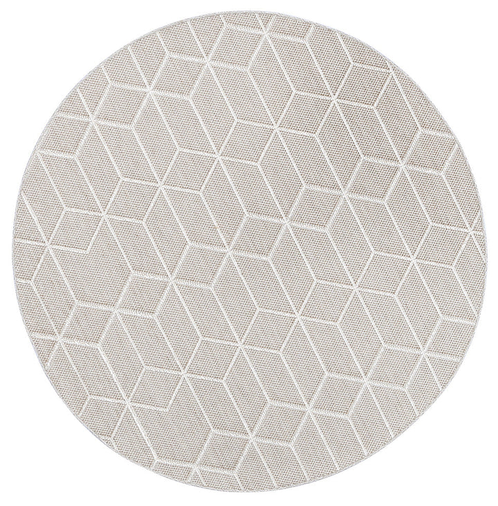 Vanuatu Maemae Beige Geometric Round Flatweave Rug