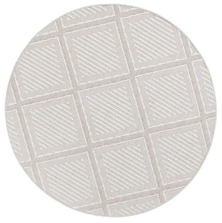 Vanuatu Kenilorea Beige Geometric Round Flatweave Rug