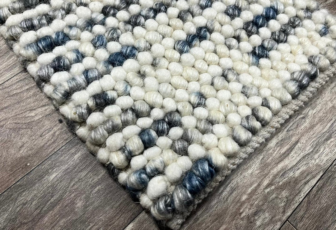 Pebbles Cherry Ocean Stone Weave Multi Colour Hand Woven Wool Rug